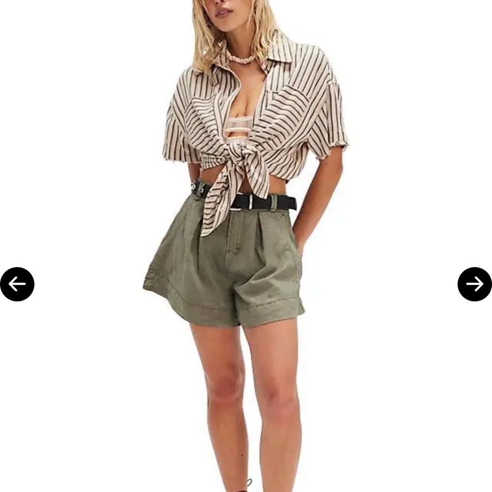 FREE PEOPLE Marina Tailored Trouser Shorts - Crystal Kelp Size 4 NWOT RT $88 - Picture 2 of 7